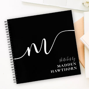 Schwarz-weißes Sketchbuch für moderne Monogram-Kal Notizbuch
