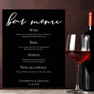 Schwarz-weißes Skript: Formales Hochzeitmenü für B Poster