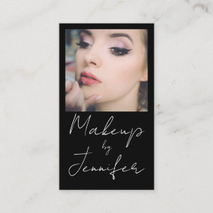 Schwarz-weißes Skript-Foto Makeup Visitenkarte