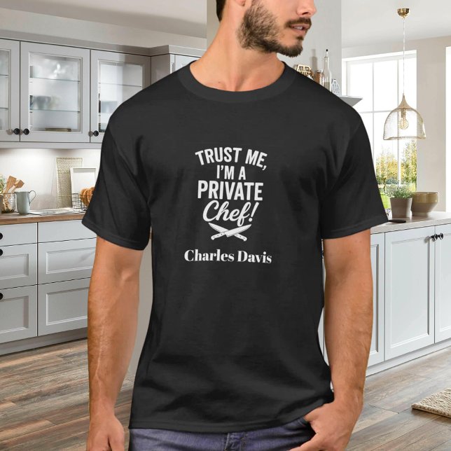 Schwarz-weißes Skriptmotto des privaten Koch T-Shirt (Von Creator hochgeladen)