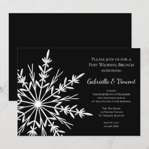 Schwarz-weißes Snowflake Winter Post Hochzeit Brun Einladung