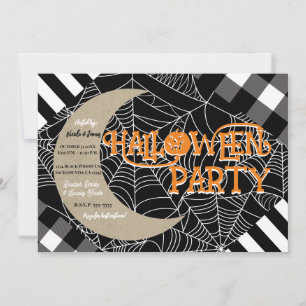 Schwarz-weißes Spinnennetz-Patchwork-Halloween-Par Einladung