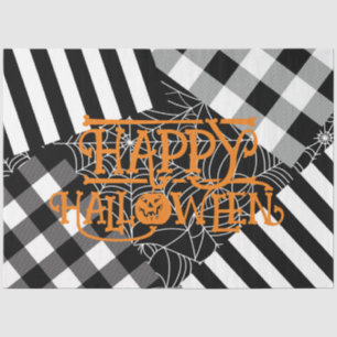 Schwarz-weißes Spinnennetz-Patchwork-Halloween-Par Seidenpapier