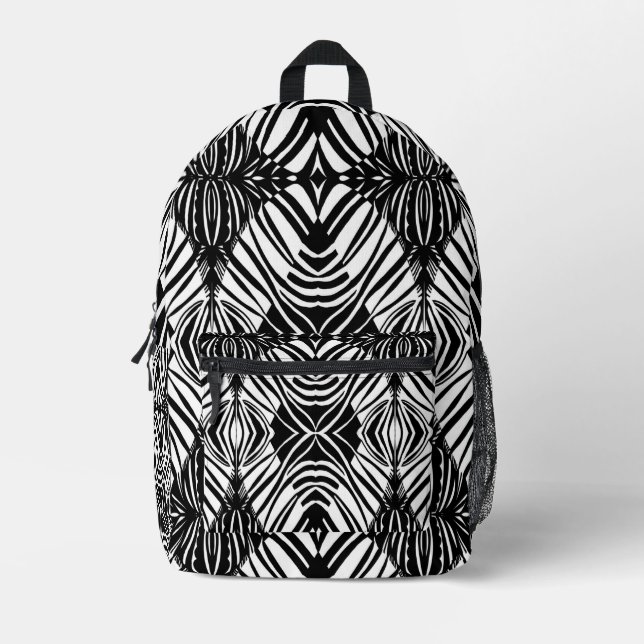 Schwarz-weißes Stammmuster Bedruckter Rucksack (Vorderseite)