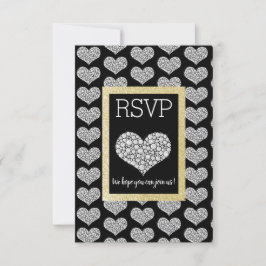 Schwarz-weißes Star Gold Herzstück UAWG einfach el RSVP Karte