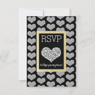 Schwarz-weißes Star Gold Herzstück UAWG einfach el RSVP Karte