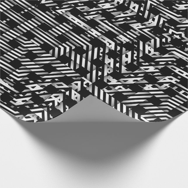 Schwarz-weißes Star Wrave Papier Geschenkpapier (Ecke)