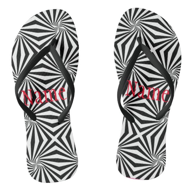 Schwarz-weißes Strahlungsmuster Thunder_Cove Flip Flops (Fußbett)