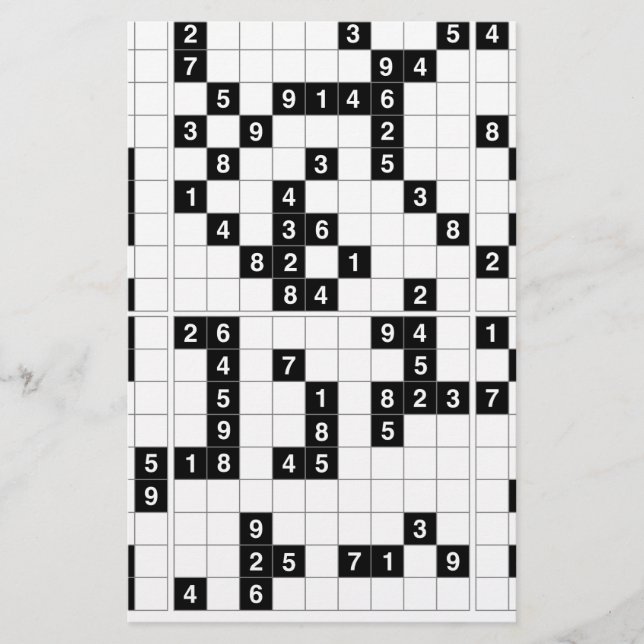 Schwarz-weißes Sudoku Briefpapier (Vorderseite)
