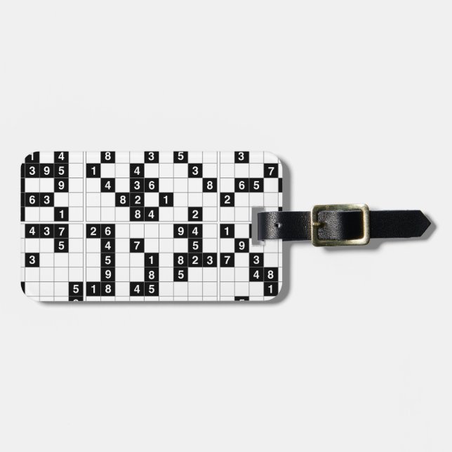 Schwarz-weißes Sudoku Gepäckanhänger (Vorderseite horizontal)