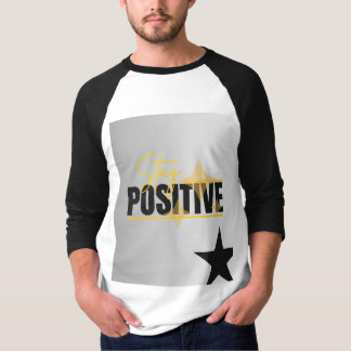 Schwarz weißes T-Shirt mit Stay-Positive-Design