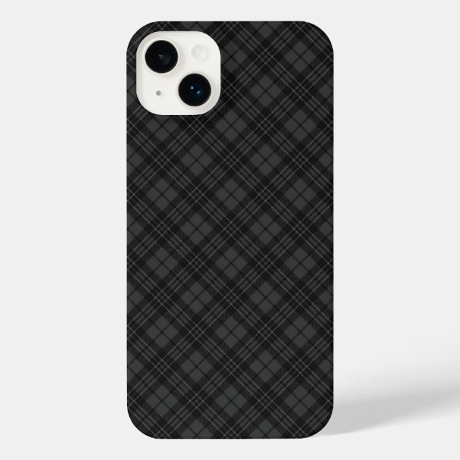 Schwarz-weißes Tartan kariertes Weihnachtsmuster iPhone 14 Plus Hülle (Rückseite)