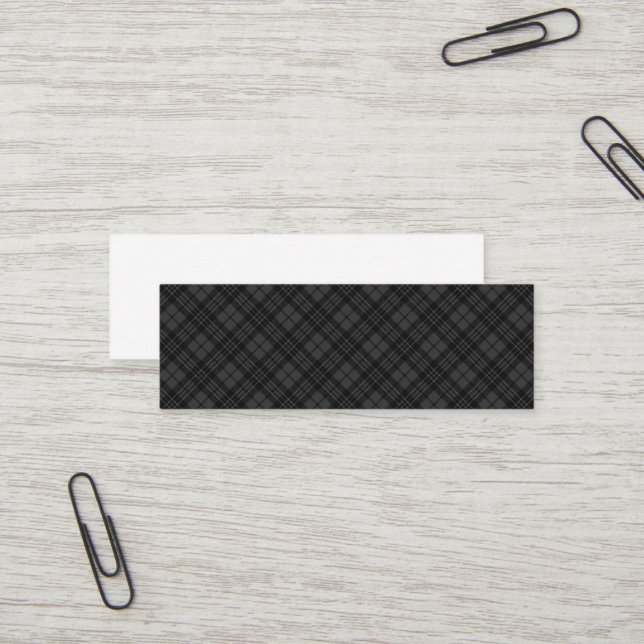 Schwarz-weißes Tartan kariertes Weihnachtsmuster Mini Visitenkarte (Vorderseite/Rückseite Beispiel)