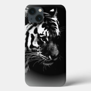 Schwarz-weißes Tiger Art Foto iPhone 13 Hülle