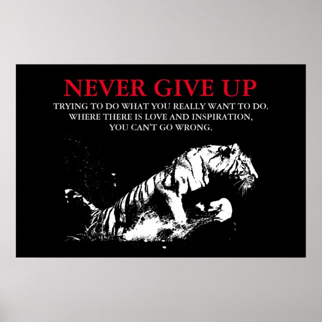 Schwarz-weißes Tiger gibt nie Motivierend auf Poster (Vorne)