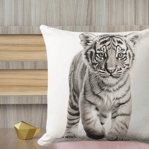 Schwarz-weißes Tigerbaby-Plastik-Kissenhülle Kissen