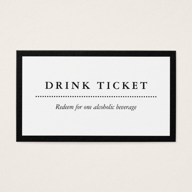 Schwarz-weißes Trinkticket (Vorderseite)