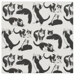 Schwarz-weißes Tuxedo-Katzen-Gewebe Stoff