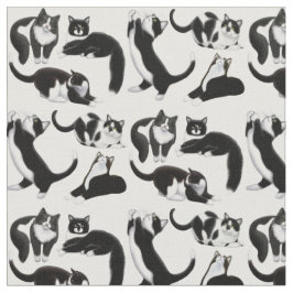 Schwarz-weißes Tuxedo-Katzen-Gewebe Stoff
