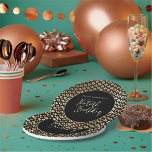 Schwarz-weißes und Gold Script 30. Geburtstag Part Pappteller