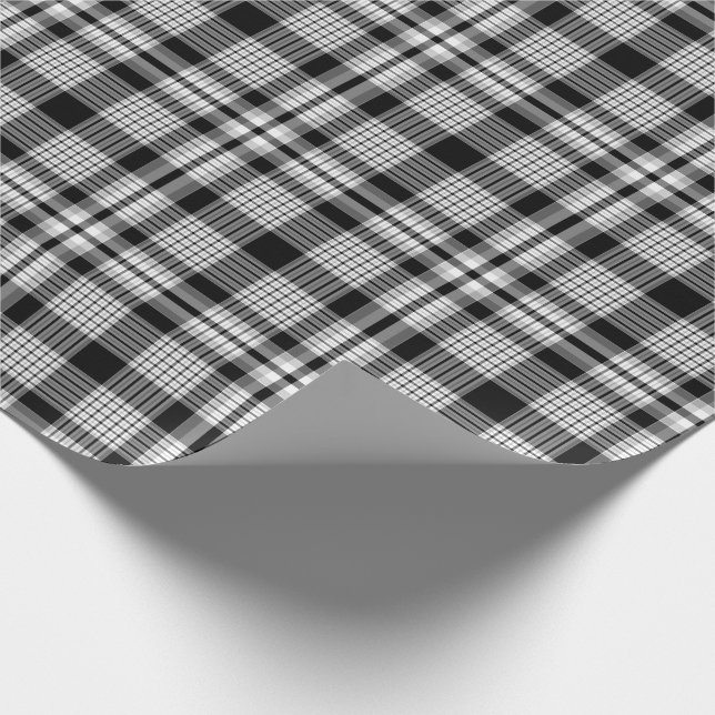 Schwarz-weißes und graues kariertes geschenkpapier (Ecke)