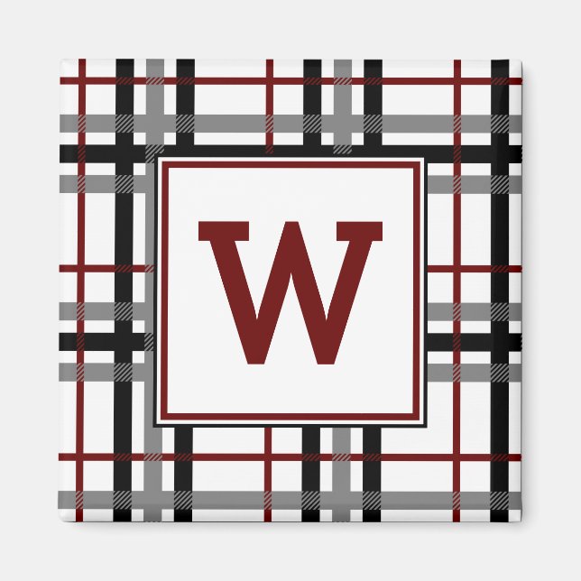Schwarz-weißes und Kariertes Magnet (Vorne)