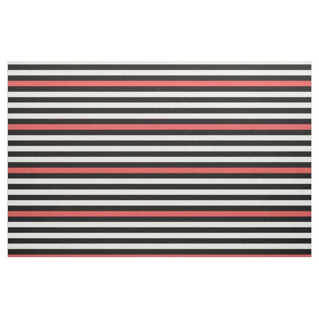 Schwarz-weißes und rotes gestreiftes Muster Stoff (Fat Quarter (45,7 x 55,9 cm))