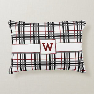 Schwarz-weißes und rotes Kariertes Akzent Pillow Zierkissen