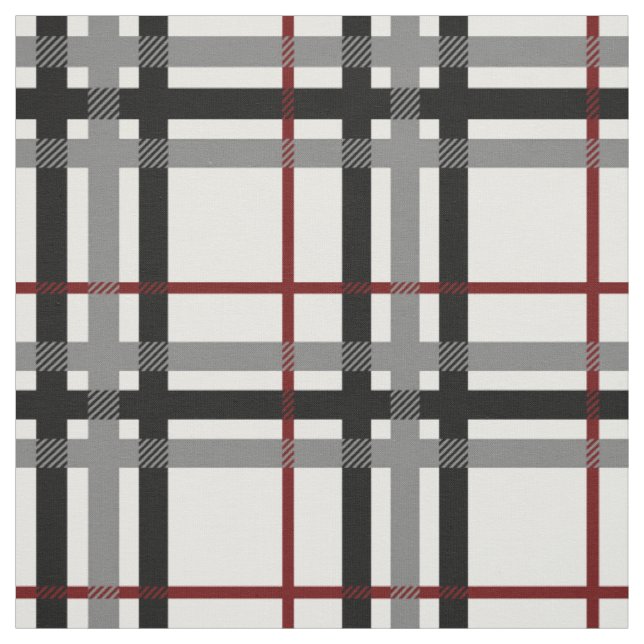 Schwarz-weißes und rotes kariertes Gewebe Stoff (Muster)