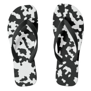 Schwarz-weißes unregelmäßiges Abstraktes Muster Flip Flops
