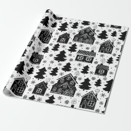 Schwarz-weißes Urlaubsmuster Elegante Xmas Geschenkpapier