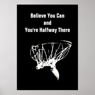 Schwarz-weißes Vertrauen Motivierend Basketball Poster