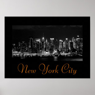 Schwarz-weißes Vintages New York City Script Poste Poster