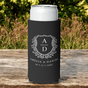 Schwarz-weißes Wappen Moderne Monogramm Hochzeit Selters Dosenkühler