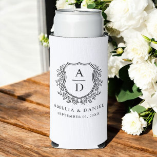 Schwarz-weißes Wappen Moderne Monogramm Hochzeit Selters Dosenkühler