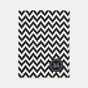 Schwarz-weißes weiches Zickzack des Monogramm- Fleecedecke