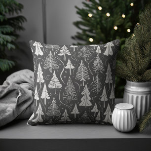 Schwarz-weißes Weihnachtsmuster#6 ID1009 Kissen