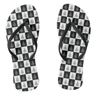 Schwarz-weißes Weihnachtsmuster Stilvoller Urlaub Flip Flops