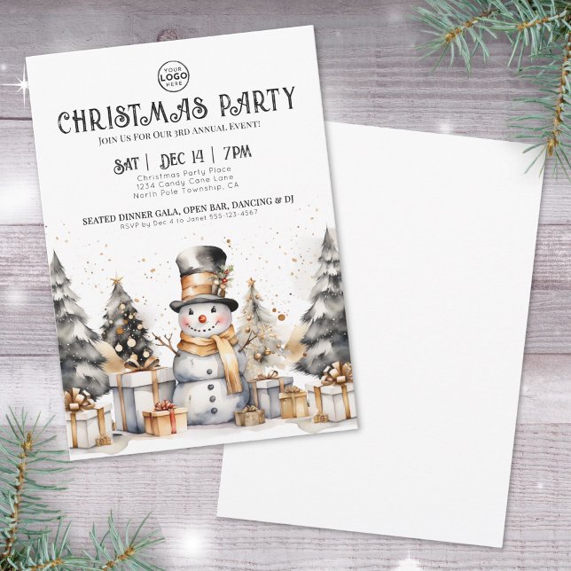 Schwarz-weißes Winter Business Party Einladung (Black White Winter Business Christmas Party Invitation)