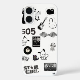 Schwarz-weißes Y2K-Telefon iPhone 16 Hülle