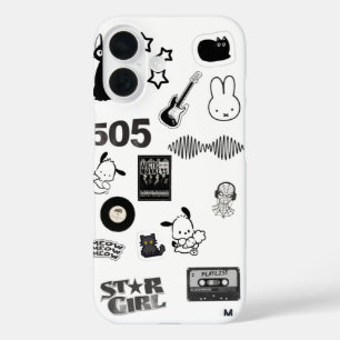 Schwarz-weißes Y2K-Telefon iPhone 16 Hülle