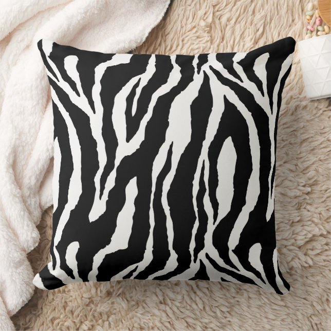 Schwarz-weißes Zebra-Entwurfskissen Kissen (Decke)