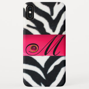 SCHWARZ-WEISSES ZEBRA FUR FUCHSIA PINK GEM MONOGRA Case-Mate iPhone HÜLLE