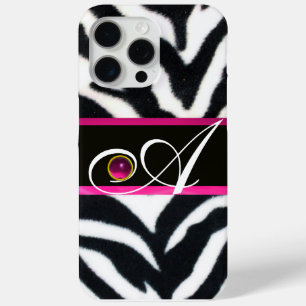 SCHWARZ-WEISSES ZEBRA FUR FUCHSIA PINK GEM MONOGRA Case-Mate iPhone HÜLLE