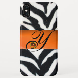 SCHWARZ-WEISSES ZEBRA-FUR-GELBE-ORANGE-GEM-MONOGRA Case-Mate iPhone HÜLLE