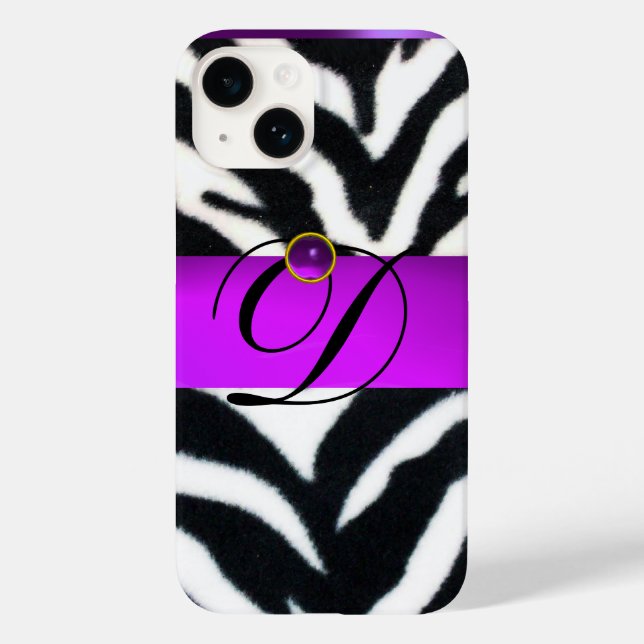 SCHWARZ-WEISSES ZEBRA FUR VIOLET LILA GEM MONOGRAM TITLE_SEO2 (Rückseite)