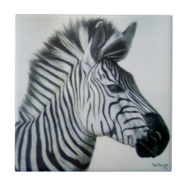 Schwarz-weißes Zebrapotrait Fliese