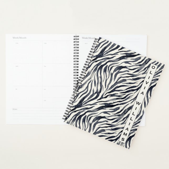 Schwarz-weißes Zebrastreifenmuster Planer (Anzeige)