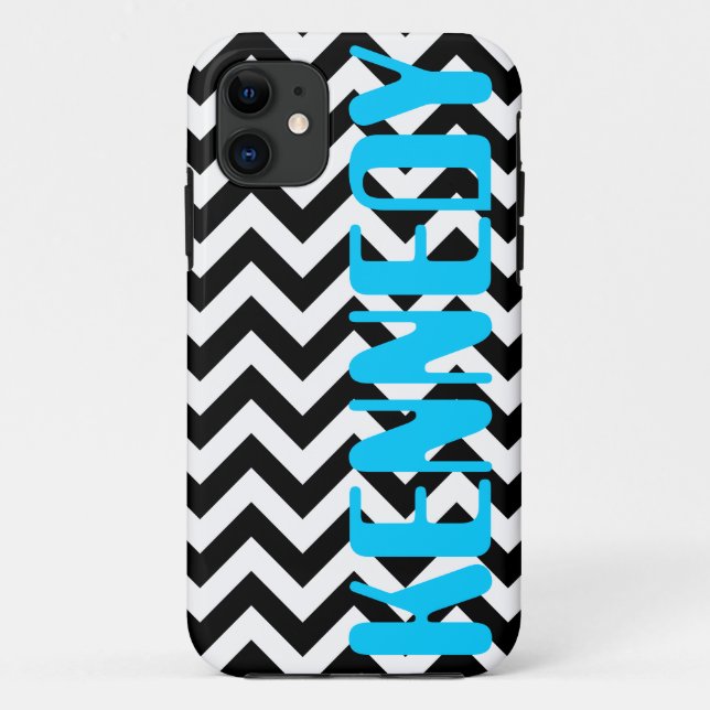 Schwarz-weißes Zickzack Muster Case-Mate iPhone Hülle (Rückseite)
