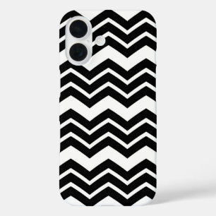 Schwarz-weißes Zigzag Zickzack Muster iPhone 16 Hülle